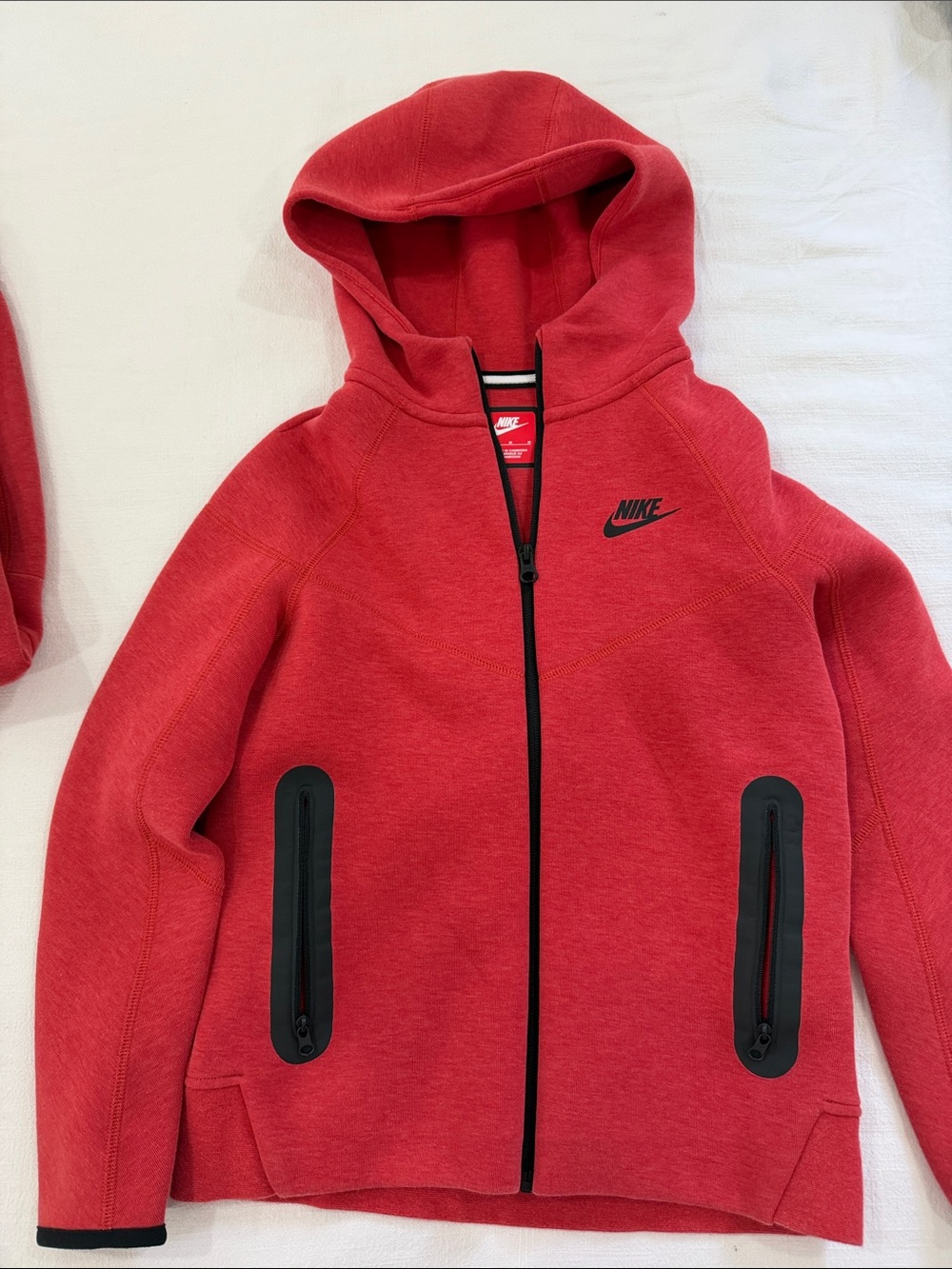 Nike Kids Red Hooded Zip-Up Sweatshirt with Black Accents